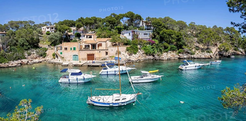 Bay of Cala Figuera on Majorca with boats holiday by the sea travel panorama in Cala Figuera, Spain