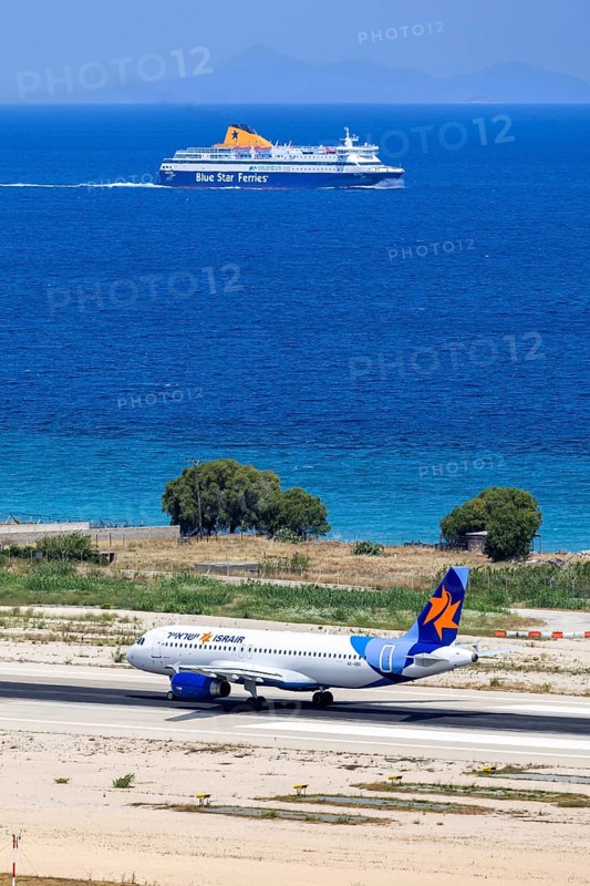 An Israir Airbus A320 aircraft with the registration 4X-ABX at Rhodes Airport, Greece