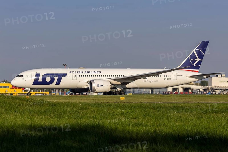 LOT Polish Airlines Boeing 787-9 Dreamliner aircraft with registration SP-LSD at the airport in Warsaw, Poland