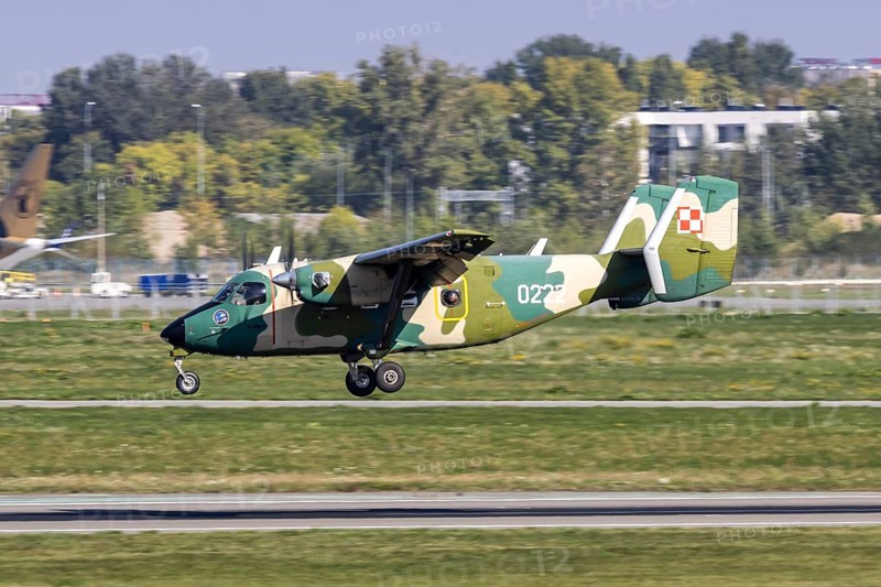 Poland Air Force PZL-Mielec military aircraft with licence plate 0222 at the airport in Warsaw, Poland