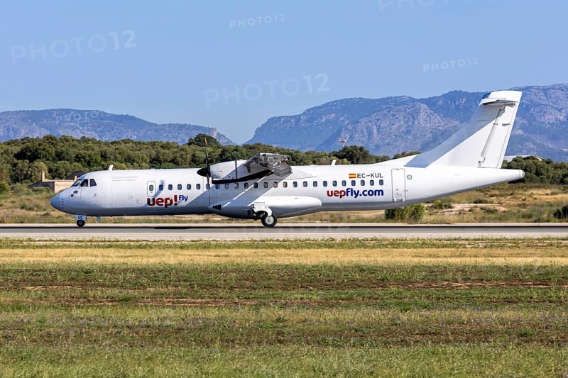 An ATR 72-500 aircraft from Uep! Fly with the registration EC-KUL at Palma de Majorca Airport, Spain