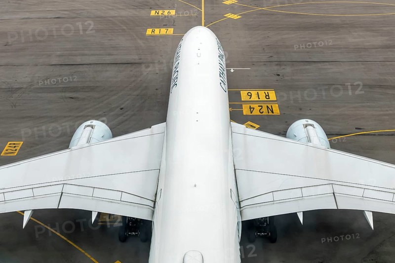 A Cathay Pacific Airways Airbus A340-600 aircraft with the registration A350-900 at Chek Lap Kok Airport (HKG) in Hong Kong, China