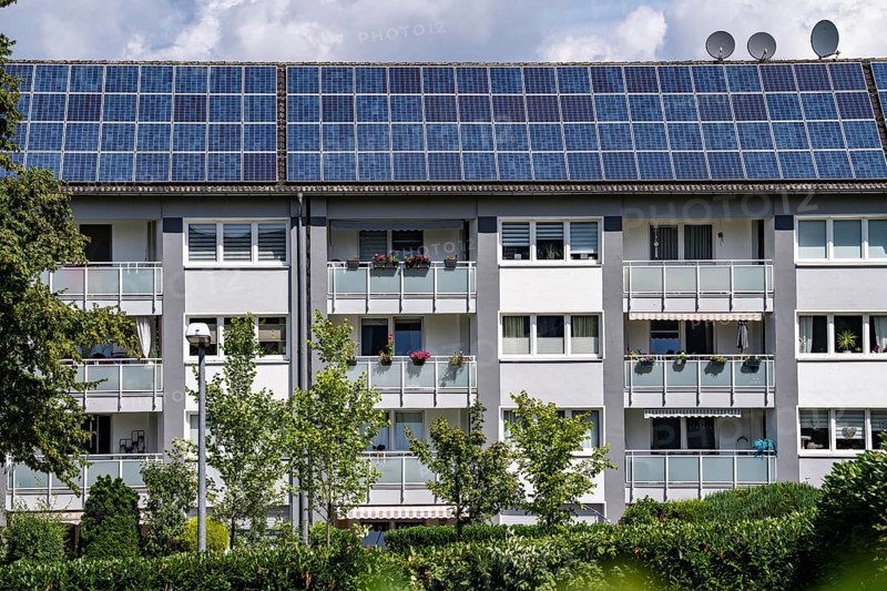 Rented flats, apartment block, energy table renovated, with solar roof, Essen, North Rhine-Westphalia, Germany
