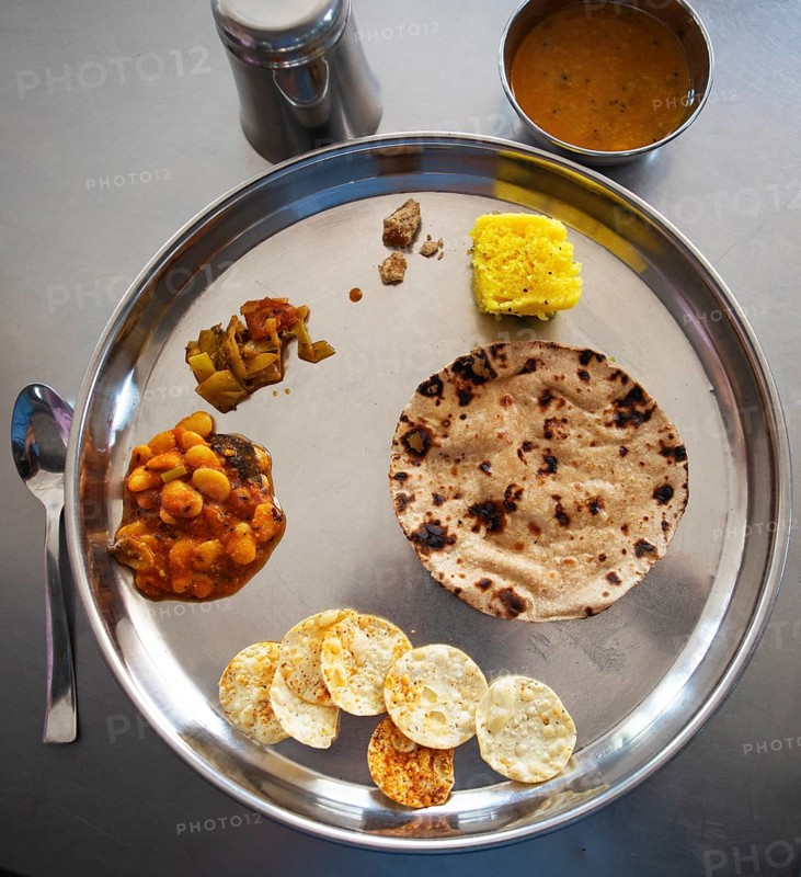 Pilgrims' meal at the Adinath temple in Ranakpur, Jain temple, Rajasthan, India