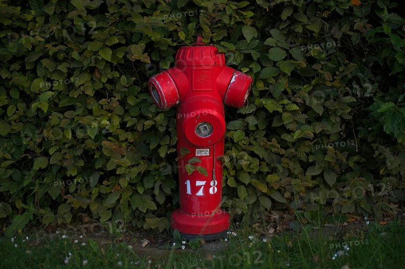 Hydrant, red, Bayeux, Normandy, Calvados, France