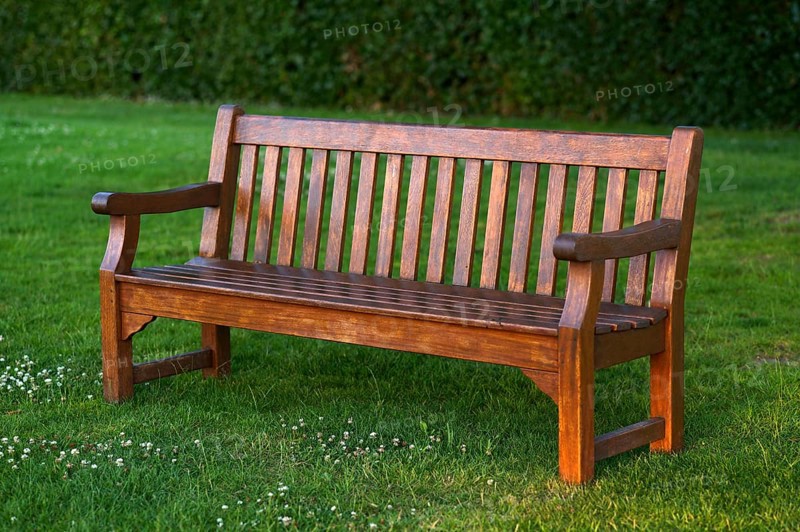 Bench, wooden bench, British and German military cemetery, Cimetière militaire britannique, D-Day, Operation Overlord, Bayeux, Normandy, Calvados, France