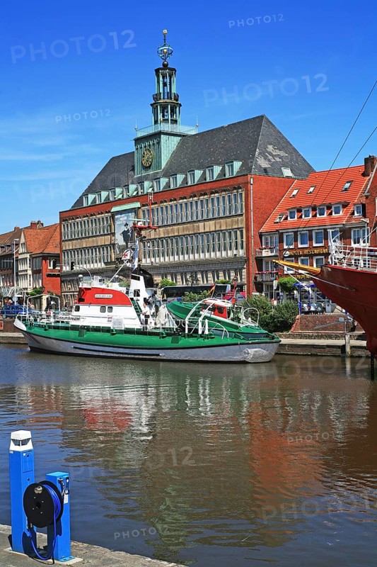 Ratsdelft, museum cruiser Georg Breusing, town hall, Emden, Germany