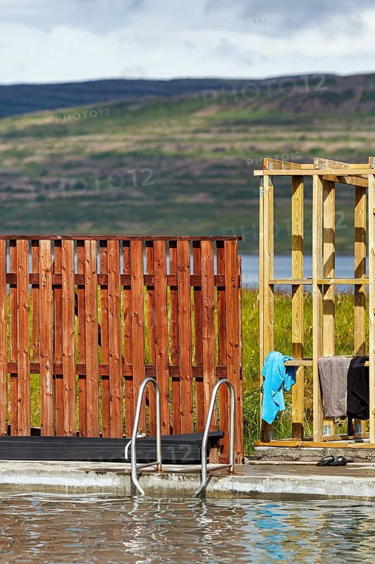 Geothermal bath Reykjanes, pool, heated outdoor pool, geothermal energy, detail, Súðavík, Sudavik, Vestfirðir, Westfjords, Iceland