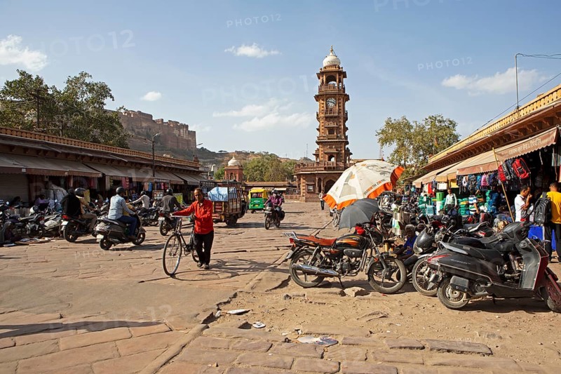 Ghanta Ghar clock tower in Sandar Market Girdikot, old town of Jodhpur, Rajasthan, India