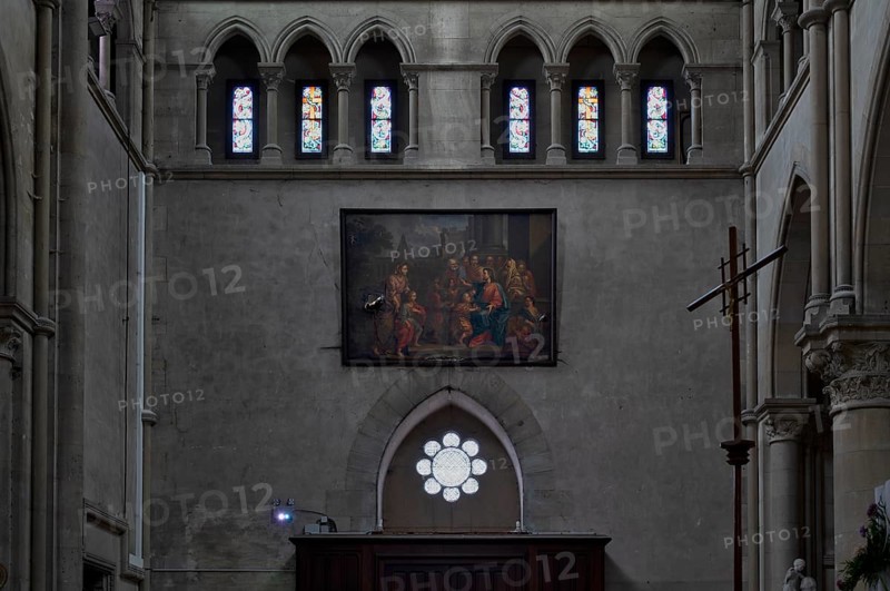 Sacred painting, interior, Cathedral Église Notre-Dame, Épernay, Champagne, Marne, France