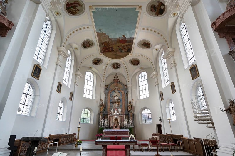 Chancel of the parish church of St John, built 1717-19, Biberacher Str. 6, Ummendorf, district of Biberach, Baden-Württemberg, Germany