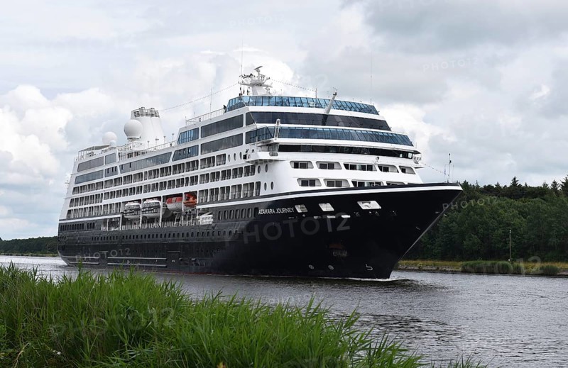 MS AZAMARA JOURNEY, cruise ship AZAMARA JOURNEY sailing in the Kiel Canal, NOK, Kiel Canal, Kielkanal, Schleswig-Holstein, Germany