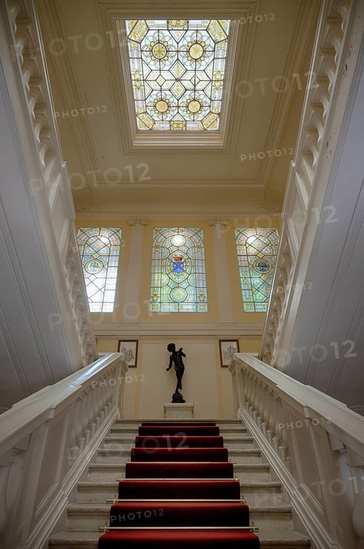 Interior view, staircase, town hall, Hôtel de Ville, Mairie, formerly Hôtel Auban-Moët, Avenue de Champagne, Épernay, Champagne, Marne, France