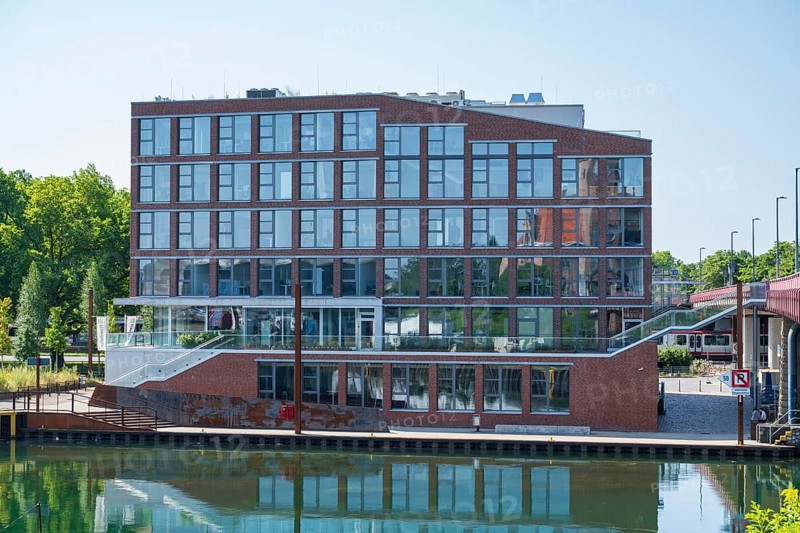 Frauenhofer Institute, Speicherstraße, canal, harbour, Dortmund, Ruhr area, North Rhine-Westphalia, Germany