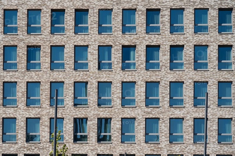 Facade of a commercial building, window, Kiel, fjord, Baltic Sea, North Frisia, Schleswig-Holstein, Germany