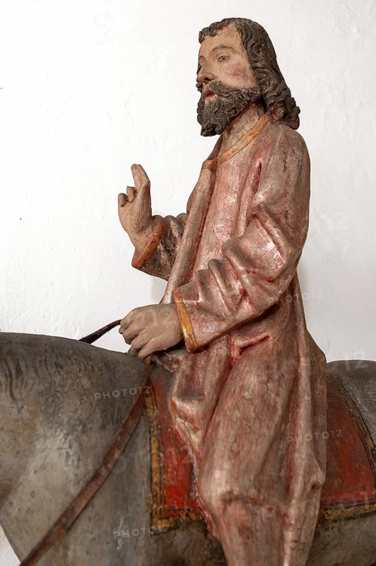 Palmesel, detail Jesus, St Briccius Church, Wurmlingen, district of Tuttlingen, Baden-Württemberg, Germany