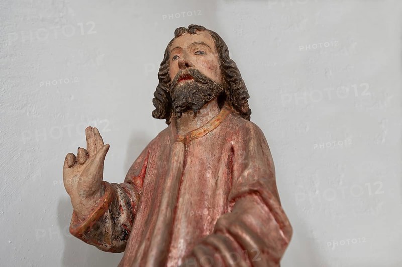 Palmesel, detail Jesus, St Briccius Church, Wurmlingen, district of Tuttlingen, Baden-Württemberg, Germany