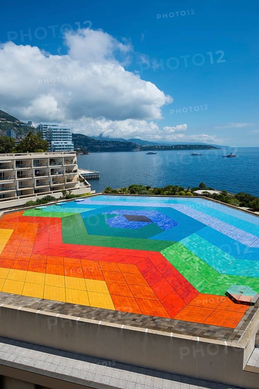 Roof of the auditorium, mosaic, artist Victor VASARELY, Monte Carlo, Cote d'Azur, Monaco