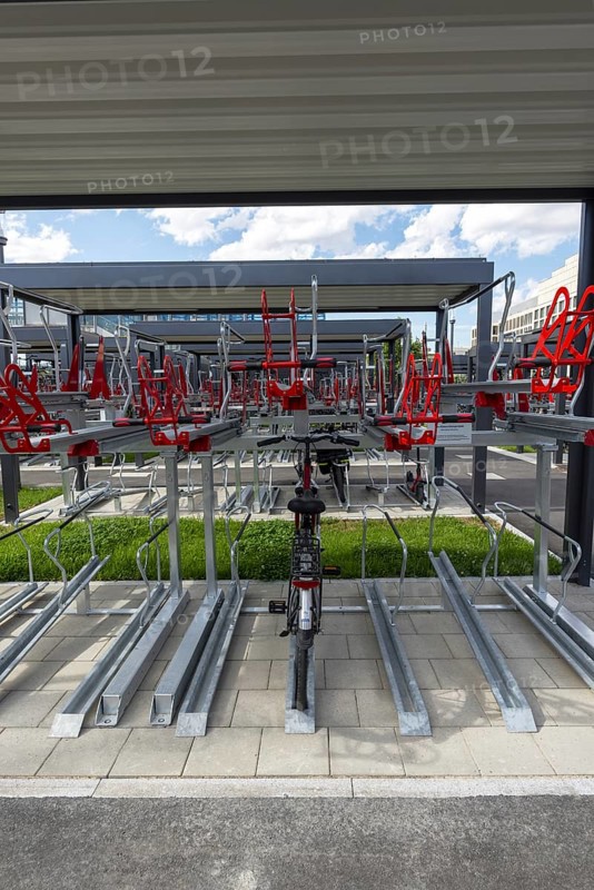 Bicycle parking facility, Ulm, Swabian Alb, Baden-Württemberg, Germany