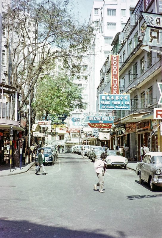Waltzing Matilda Inn and shops in Cornwall Avenue, Tsim Sha Tsui, Hong Kong, Asia 1964