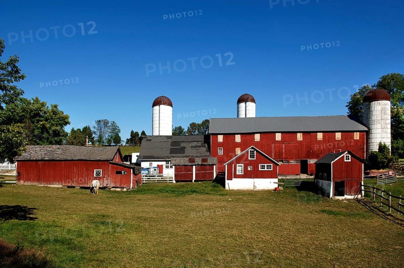 American farm, blue sky, Marksboro, New Jersey, USA