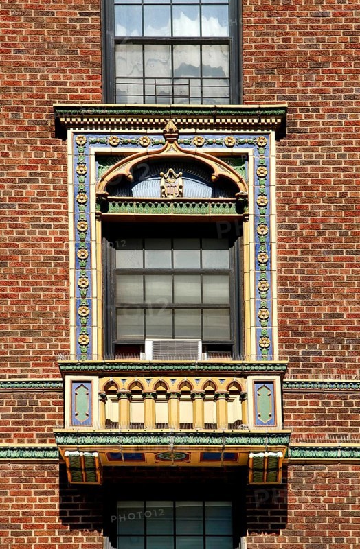 Decorative window frame Greenwich Village, New York City, USA