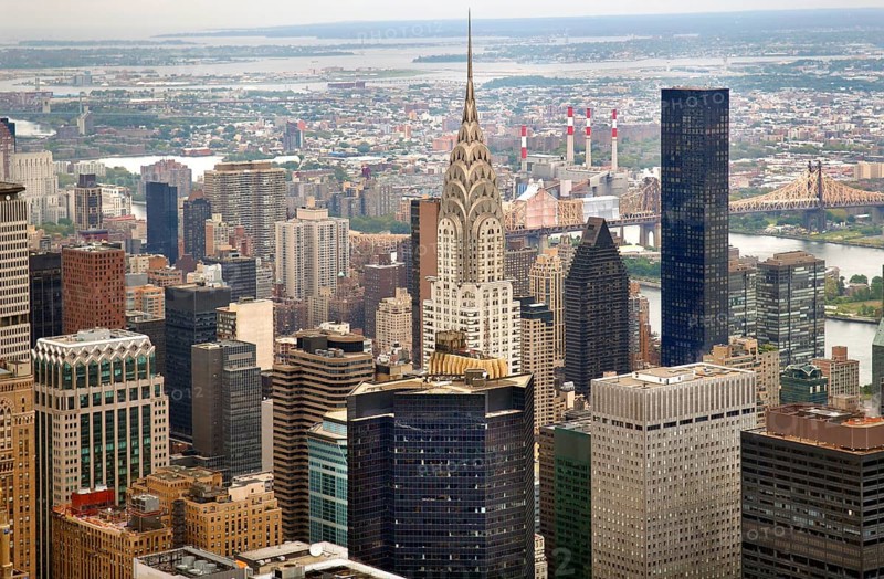 Crysler Buiding with view from the Empire State Building in the rain, New York City, USA