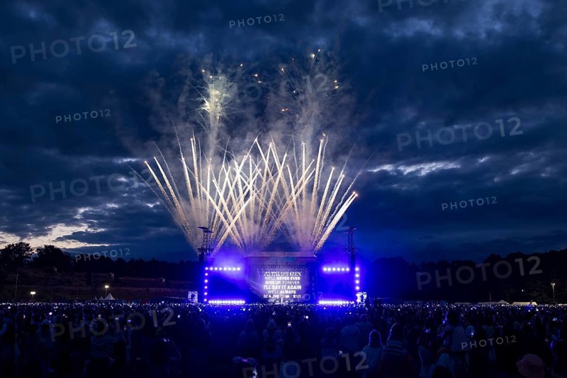 Fireworks at the end of J-Hope's performance at the Lollapalooza Festival in the Olympiastadion and on the Maifeld, Berlin, 13.07.2025