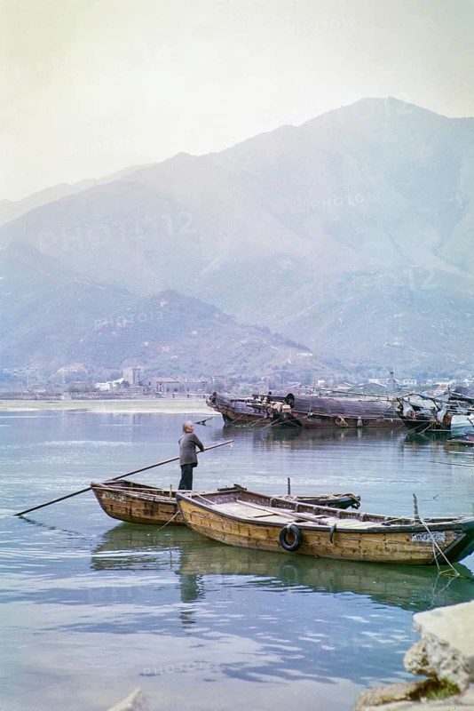 People living on sampan boats probably at Tide Cove, New Territories, Hong Kong, Asia, 1964