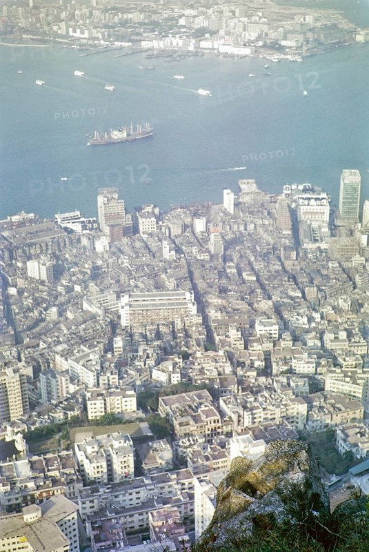 View from the Peak to Kowloon, Hong Kong, Asia, 1964