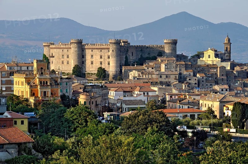 Art Nouveau villa Palazzo Rosi, Castello Odescalchi fortress, Duomo Santo Stefano cathedral, historic city centre, Bracciano, metropolitan city of Rome, Lazio, Italy