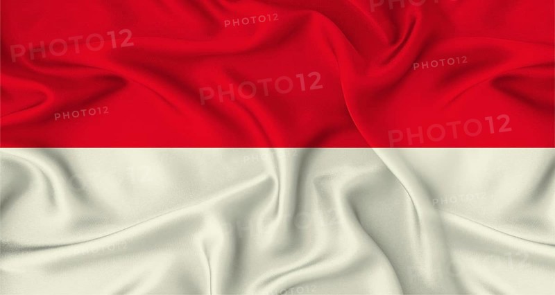 Realistic Indonesia flag waving. Close up of flag of Indonesia with cloth texture