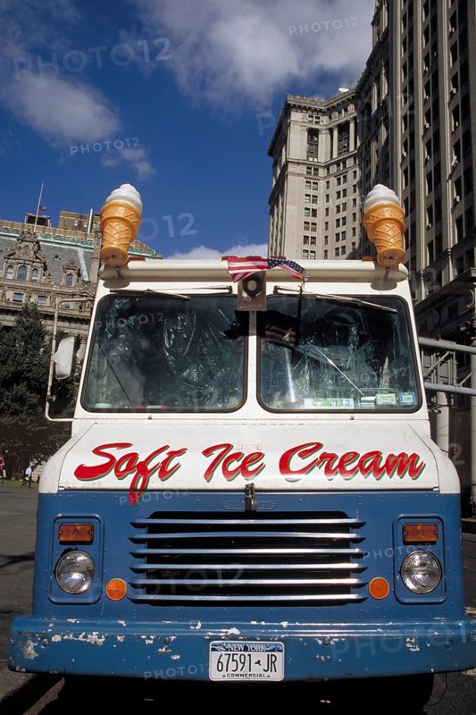 Cart with soft ice cream, Manhattan, New York City, USA