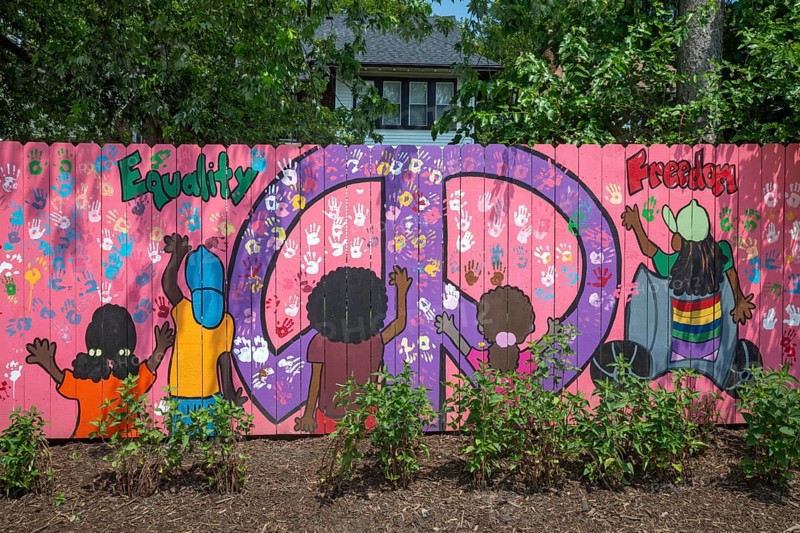 Detroit, Michigan - The city of Detroit is opening nine 'Arts Alleys' in neighborhoods around the city. The Yellow Brick Road Arts Alley provides a space for children to ride their bikes and learn about African-American history