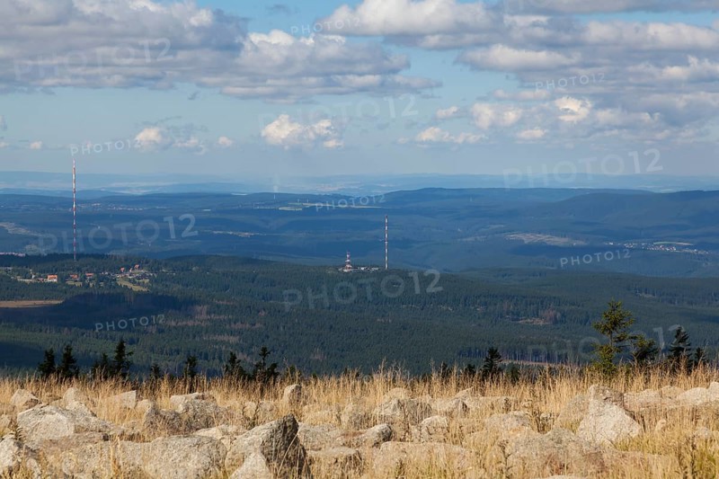 View from the summit of the Brocken towards Torfhaus, Harz, Saxony-Anhalt, Germany