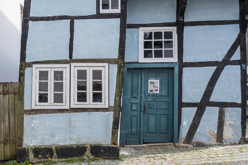 Schiefes Haus, historic linen weaver's house, Tecklenburg, North Rhine-Westphalia, Germany