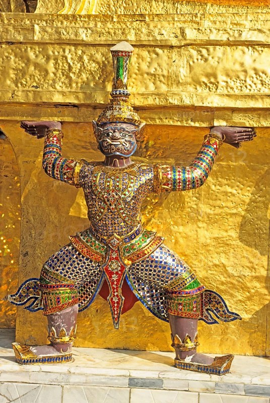 Mythical creature, statue at Wat Phra Kaeo, Bangkok, Thailand, December 2002, vintage, retro, old, historic