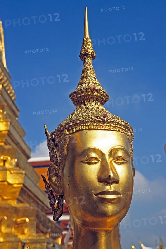 Mythical creature Kinnari at Wat Phra Kaeo in Bangkok, Thailand, December 2002, vintage, retro, old, historic