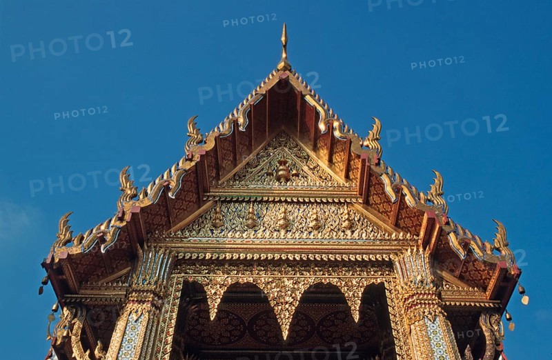 Magnificent building in Wat Phra Kaeo, Bangkok, Thailand, December 2002, vintage, retro, old, historic