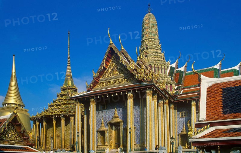 Grand Palace at Wat Phra Kaeo, Bangkok, Thailand, December 2002, vintage, retro, old, historic