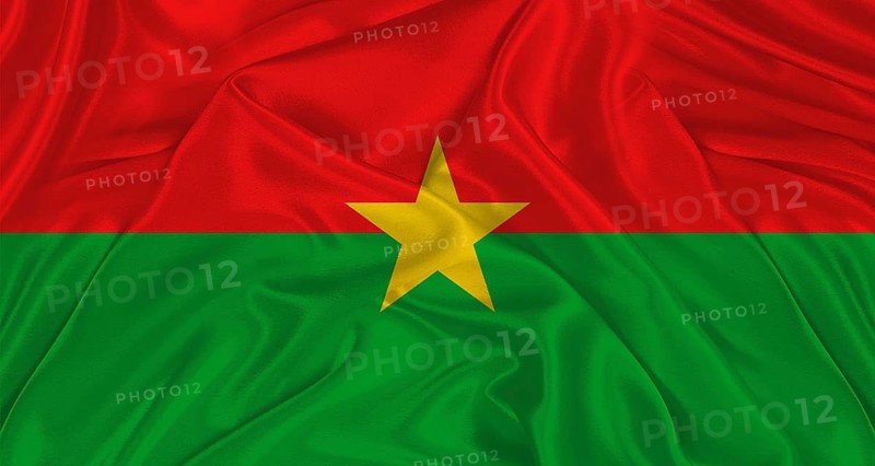 Burkinabe flag with fabric texture. Realistic flag of Burkina Faso waving, National flag
