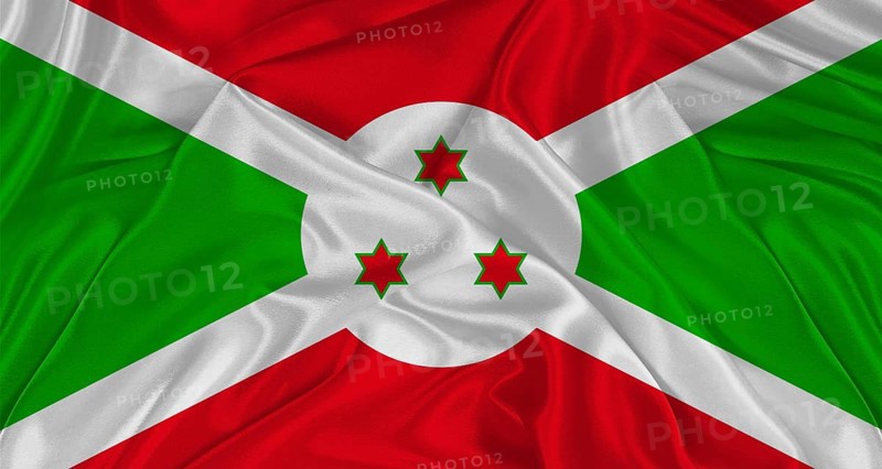 Burundian flag with fabric texture. Realistic flag of Burundi waving, National flag