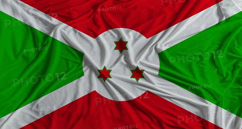 Burundi flag with fabric texture background. National flag of Burundi with cloth texture