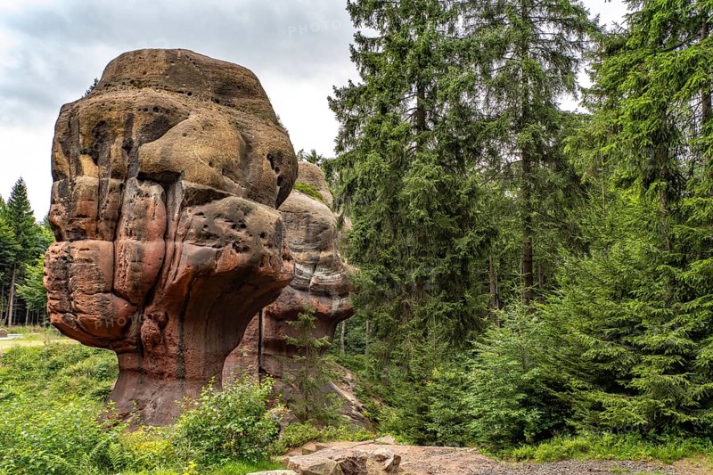 Kelchsteine natural monument near Oybin, Zittau Mountains, Upper Lusatia, Saxony, Germany