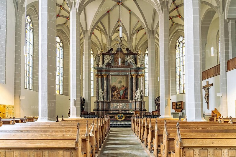 Altar in the interior of St. Peter's Cathedral in Bautzen, Upper Lusatia, Saxony, Germany