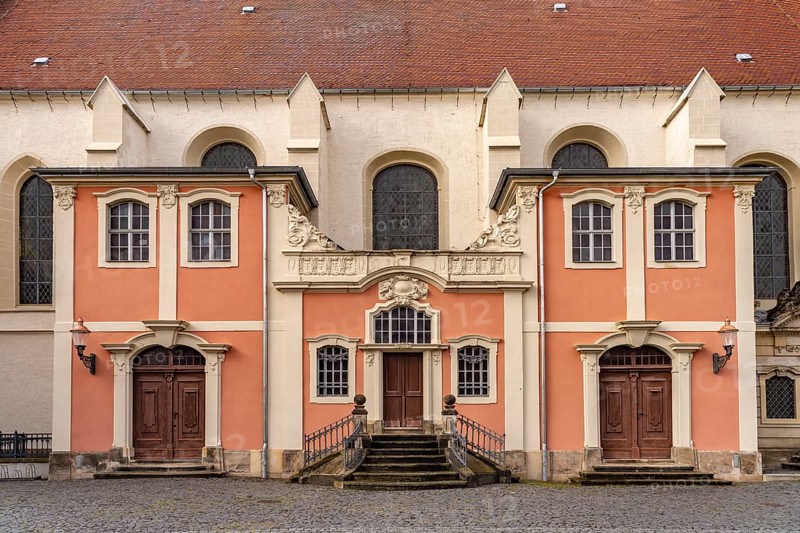 Portal of the monastery church of St. Peter and Paul in the old town of Zittau, Upper Lusatia, Saxony, Germany