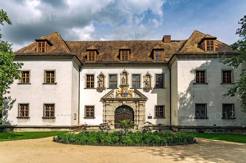 The Old Muskau Castle in the UNESCO World Heritage Site Muskauer Park or Park Muzakowski in Bad Muskau, Upper Lusatia, Saxony, Germany