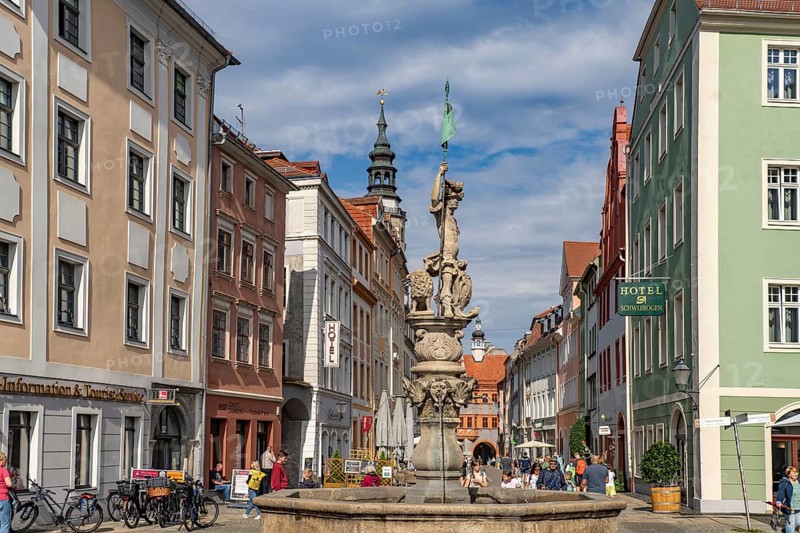The Herold Fountain or George's Fountain in Görlitz, Upper Lusatia, Saxony, Germany