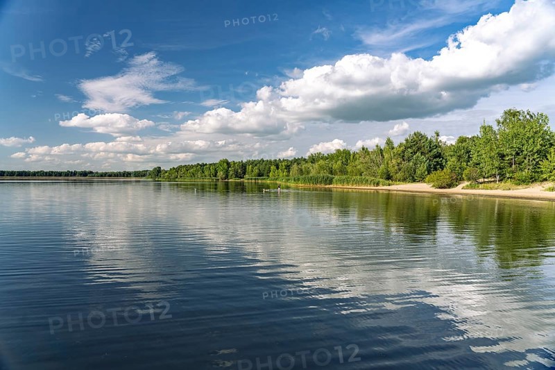 Beach at Spremberger Talsperre, Spremberg, Lower Lusatia, Brandenburg, Germany