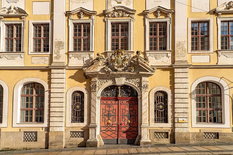 Baroque house with the Görlitz collections of history and culture in Görlitz, Upper Lusatia, Saxony, Germany